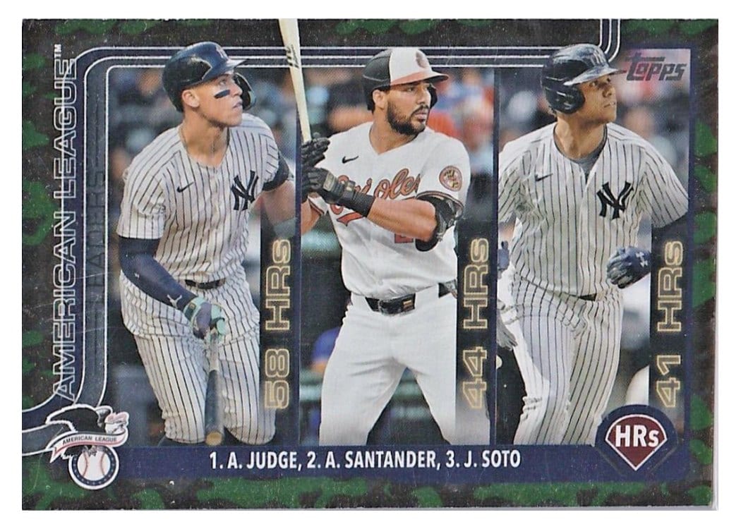 2025 Topps Aaron Judge / Juan Soto / Anthony Santander Memorial Day Camo #79 card
