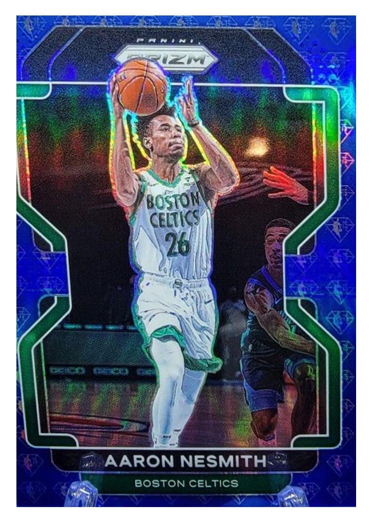 2021-22 Panini Prizm Base Set Aaron Nesmith 75th Anniversary Blue Prizm #94 card