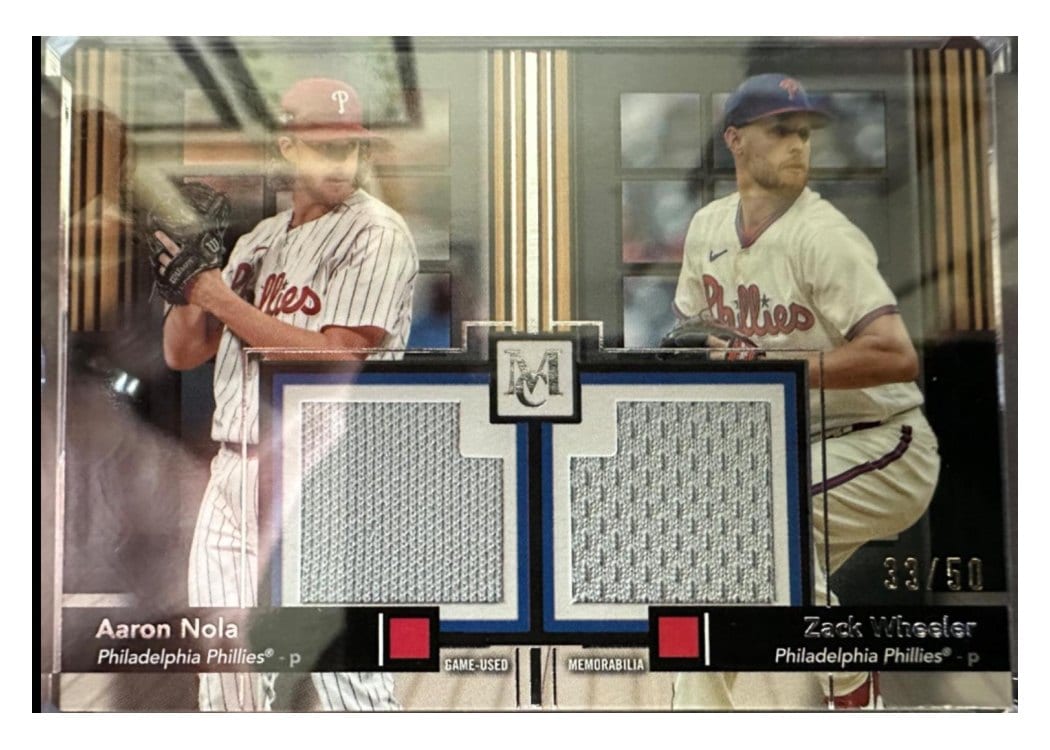 2024 Topps Museum Collection Dual Meaningful Material Relics Aaron Nola / Zack Wheeler #DMMR-NOW card