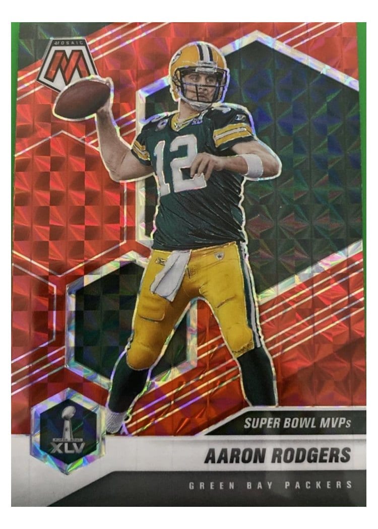 2021 Panini Mosaic Base Set Aaron Rodgers Red Wave Mosaic #289 card