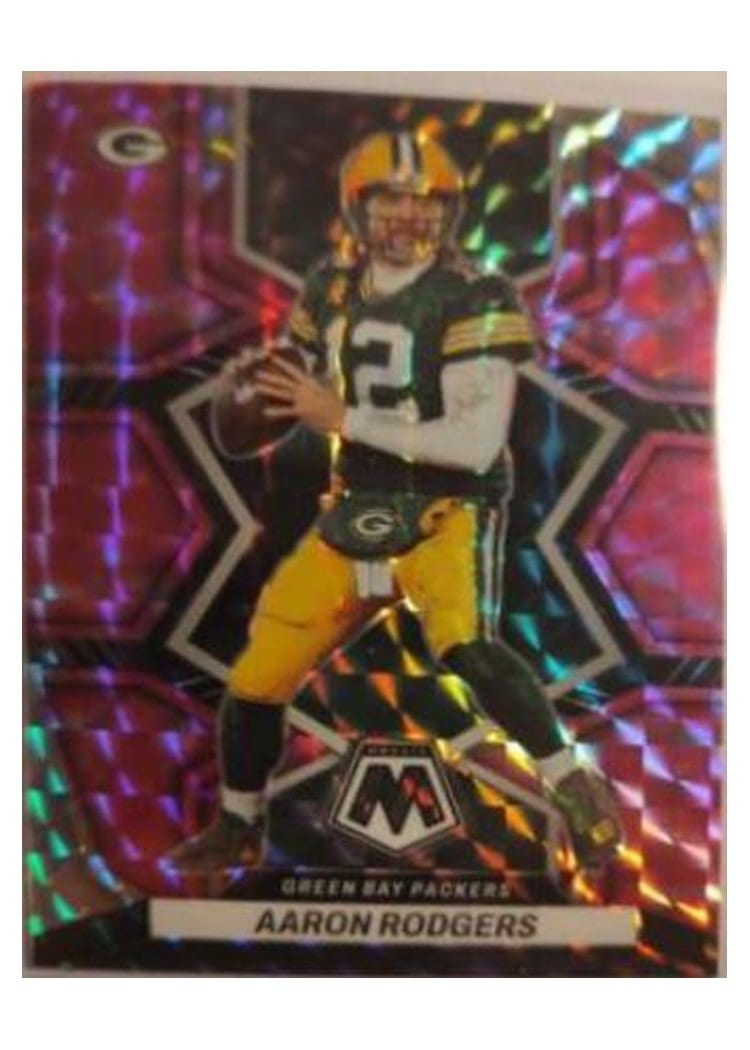 2022 Panini Mosaic Aaron Rodgers Pink Swirl #69 card