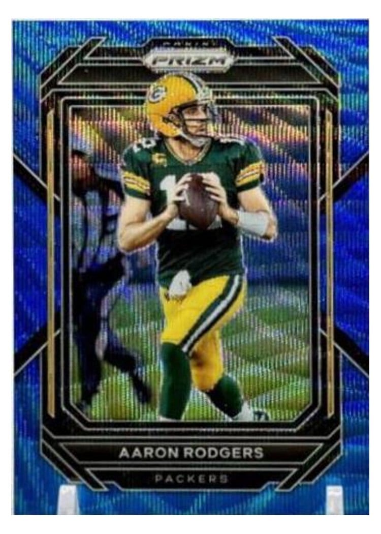 2022 Panini Prizm Base Set Aaron Rodgers Blue Wave #103 card
