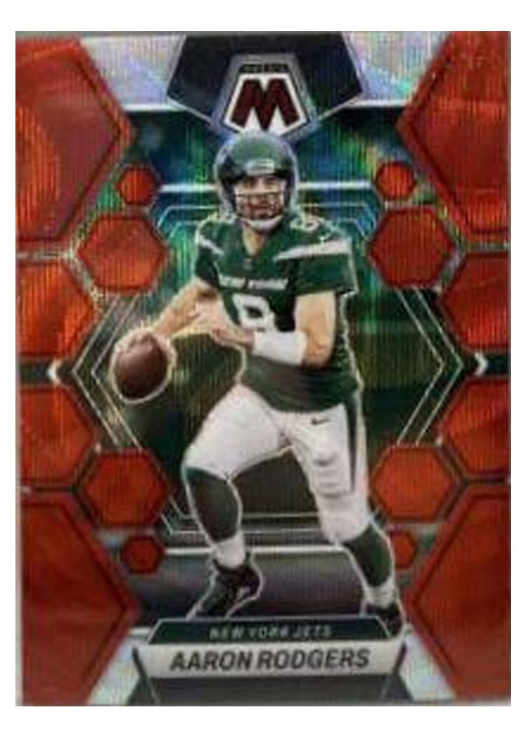 2023 Panini Mosaic Base Set Aaron Rodgers Red Wave #253 card