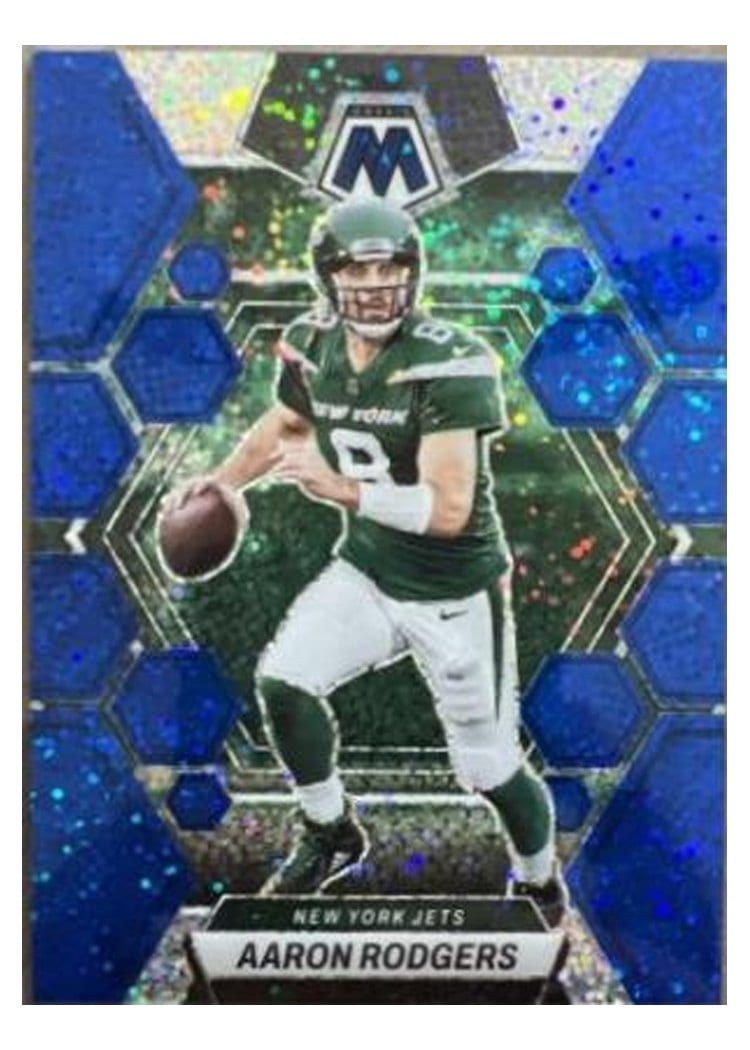 2023 Panini Mosaic Base Set Aaron Rodgers Blue Sparkle #82 card