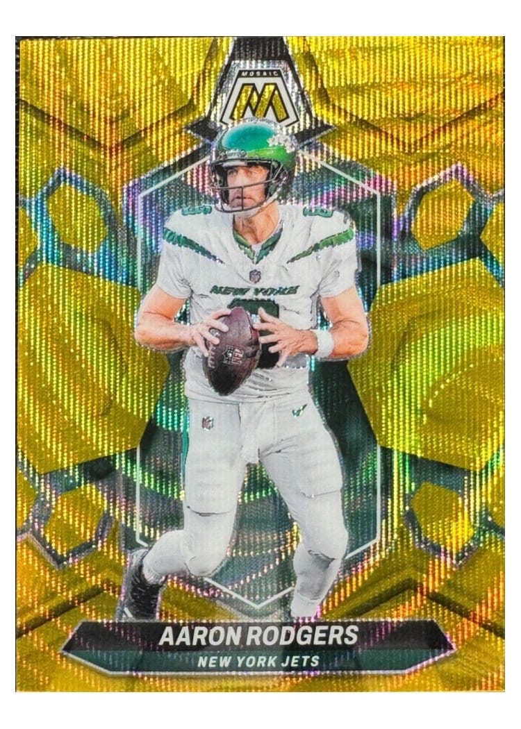 2024 Panini Mosaic Base Set Aaron Rodgers Gold Wave #169 card