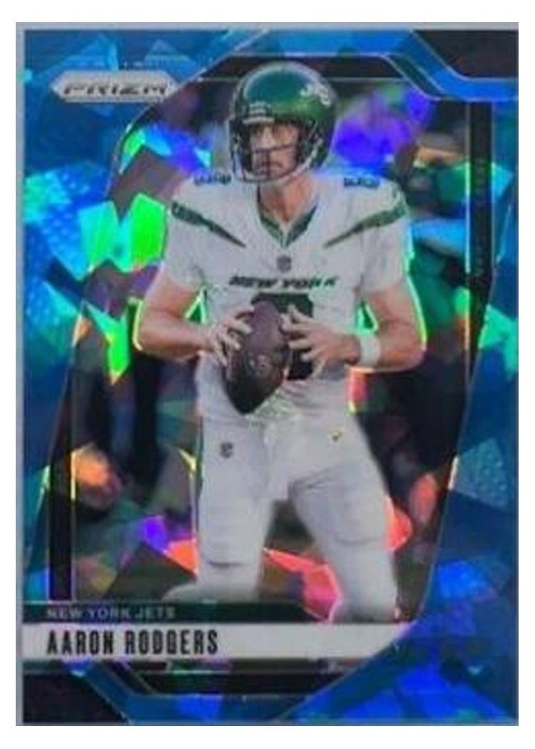 2024 Panini Prizm Base Set Aaron Rodgers Blue Ice #222 card
