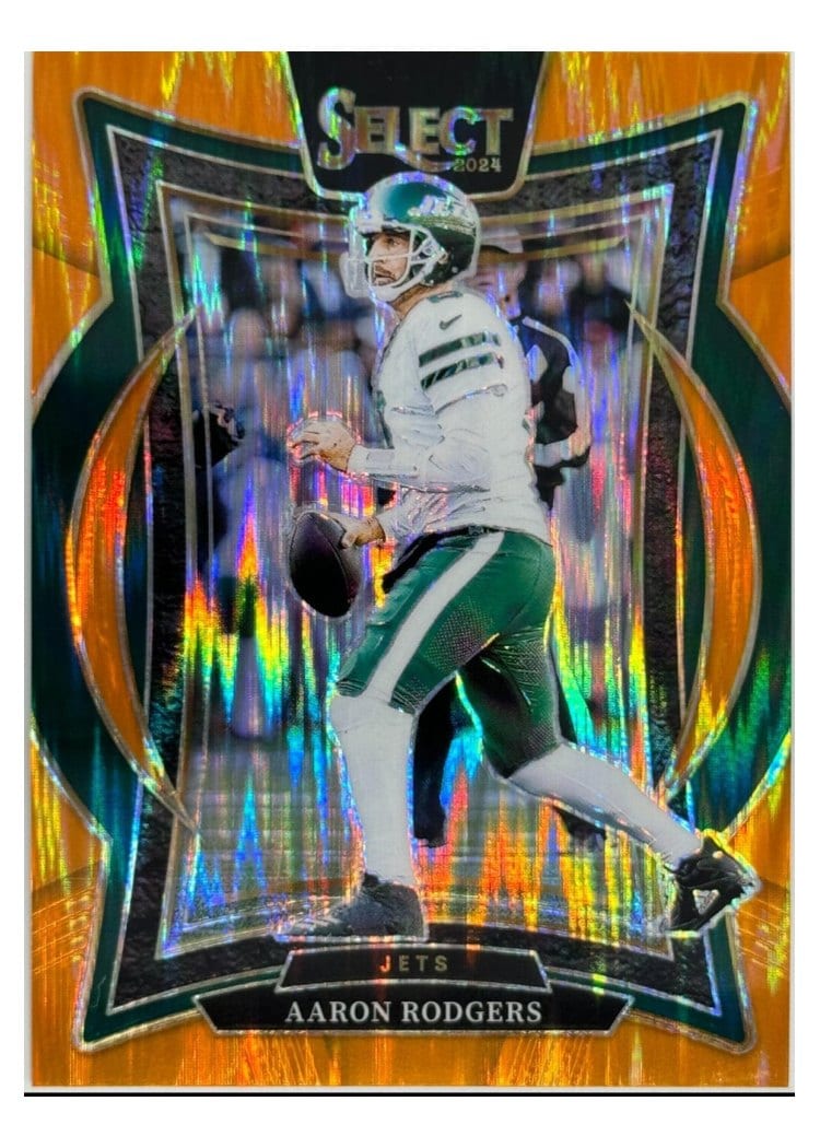 2024 Panini Select Aaron Rodgers Orange Prizm Shock #40 card