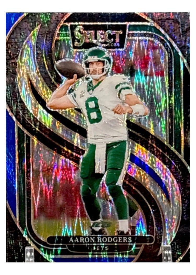 2024 Panini Select Base Set Aaron Rodgers Black Blue Prizm Shock #126 card