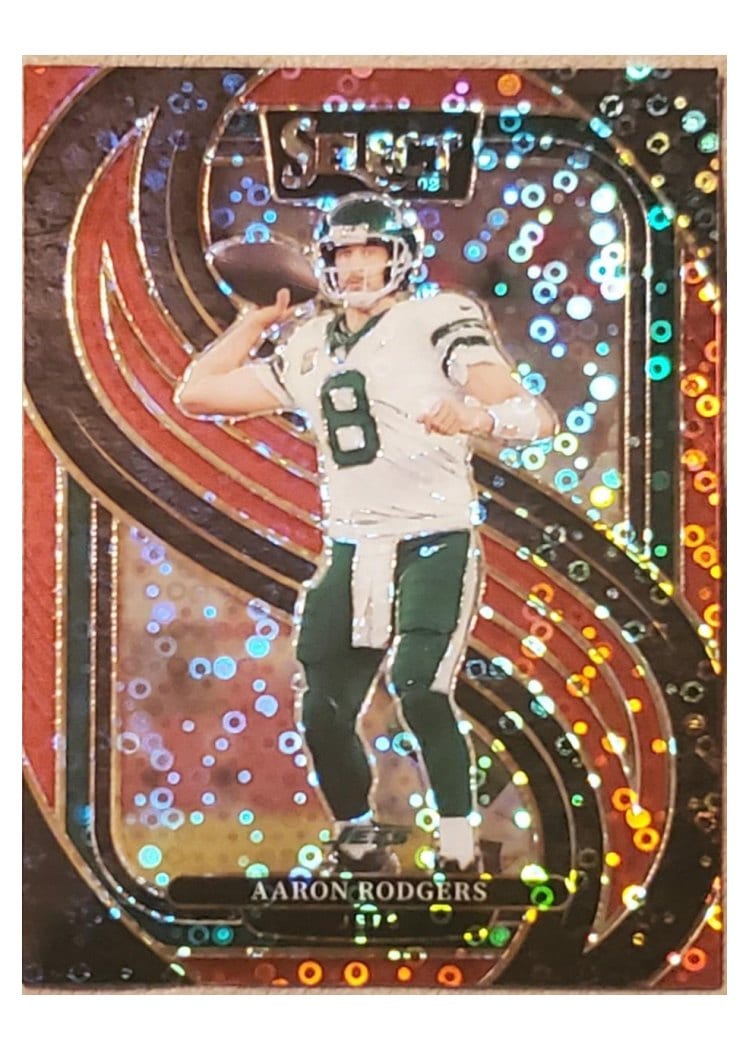 2024 Panini Select Base Set Aaron Rodgers Red Disco Prizm #126 card