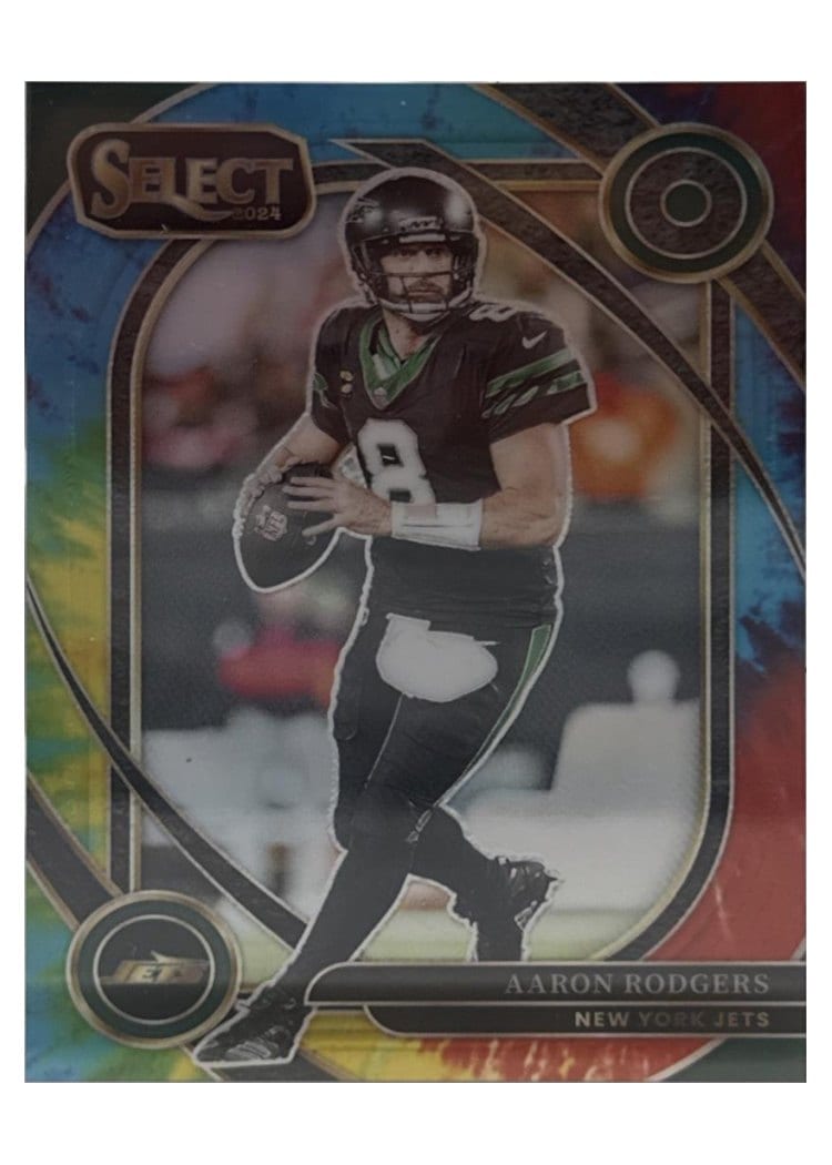 2024 Panini Select Base Set Aaron Rodgers Tie-Dye Prizm #231 card