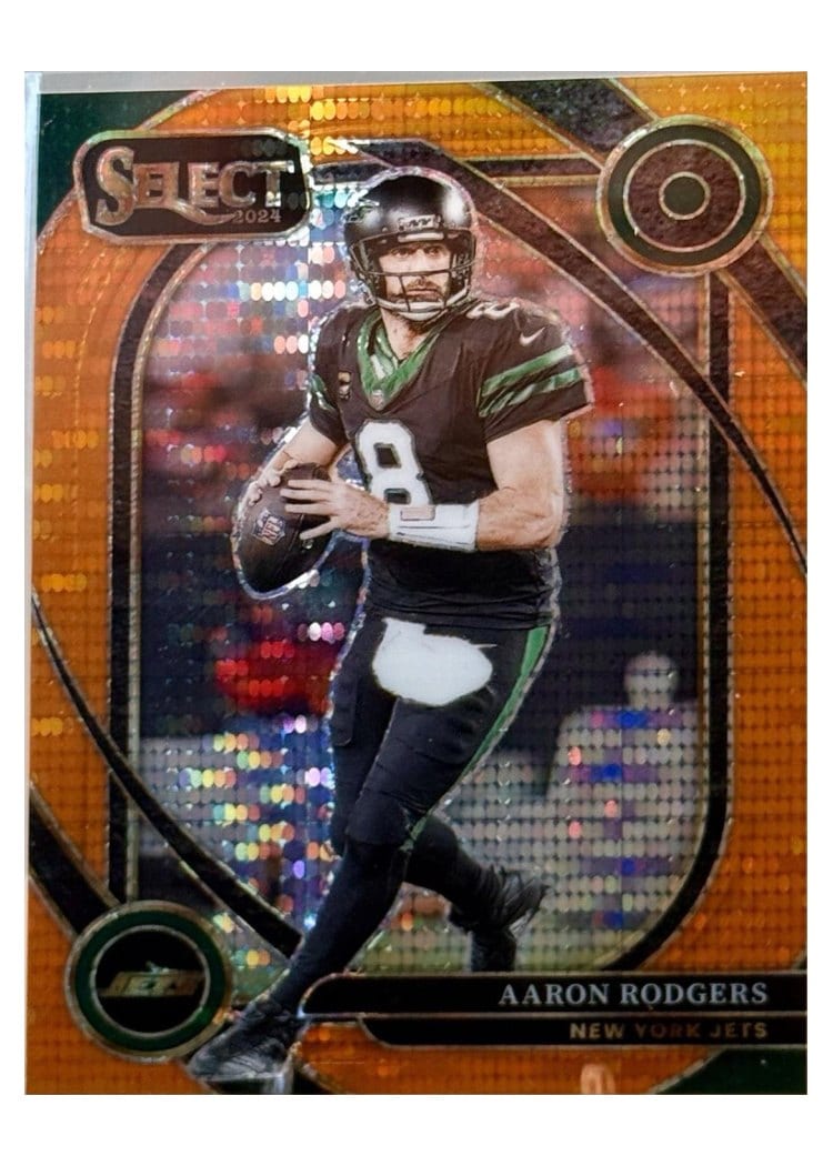 2024 Panini Select Base Set Aaron Rodgers Neon Orange Pulsar Prizm #231 card