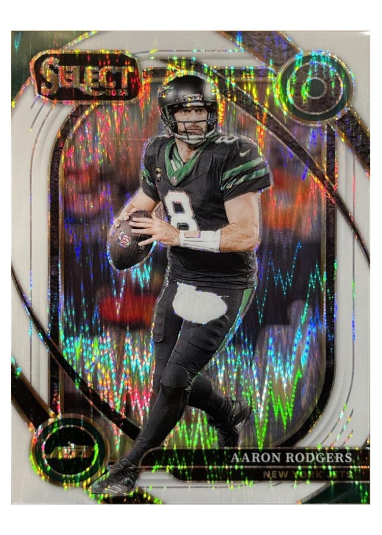 2024 Panini Select Base Set Aaron Rodgers White Prizm Shock #231 card