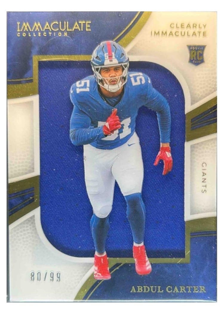 2025 Panini Immaculate Clearly Immaculate Rookie Jerseys Abdul Carter #1 card