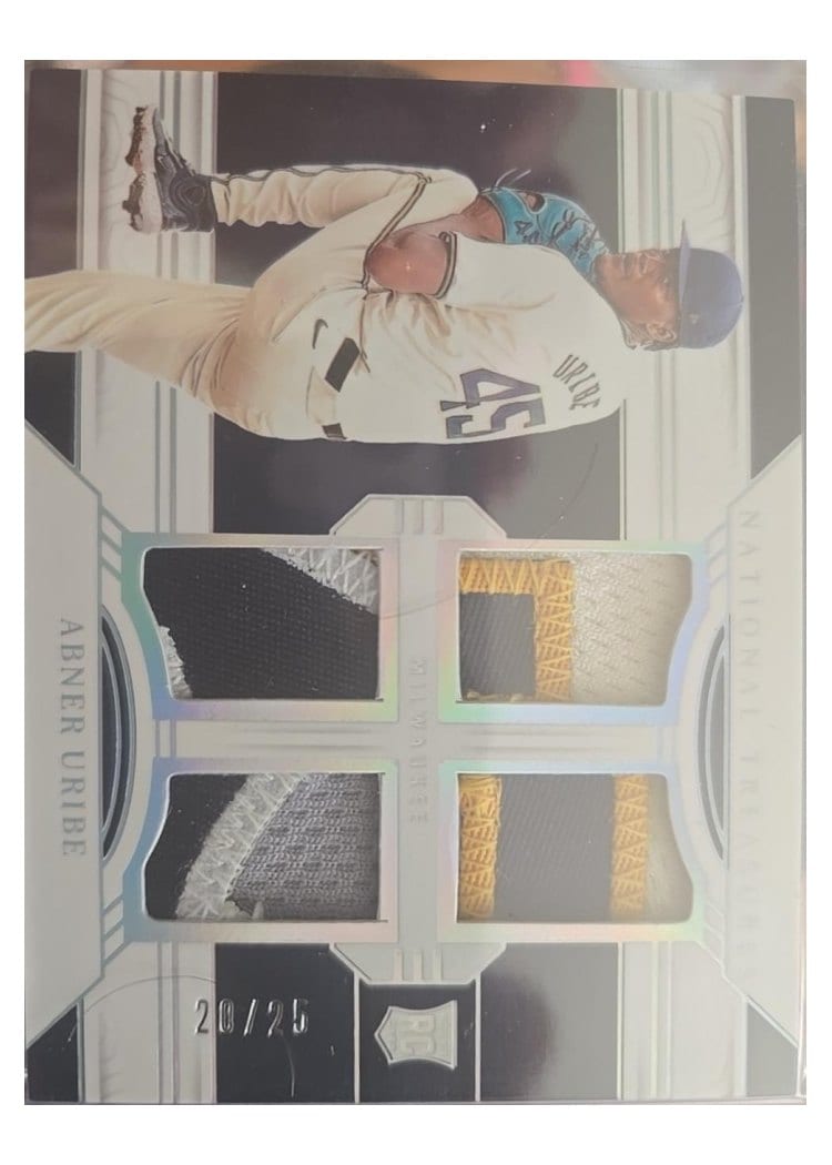 2024 Panini National Treasures Game Gear Swatches Quad Abner Uribe #27 card