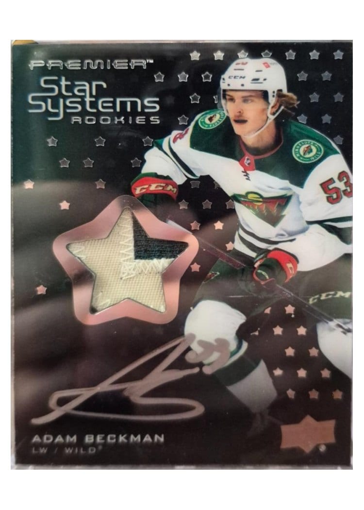 2021-22 Upper Deck Premier Star Systems Rookies Autograph Patch Adam Beckman #SSR-AB card