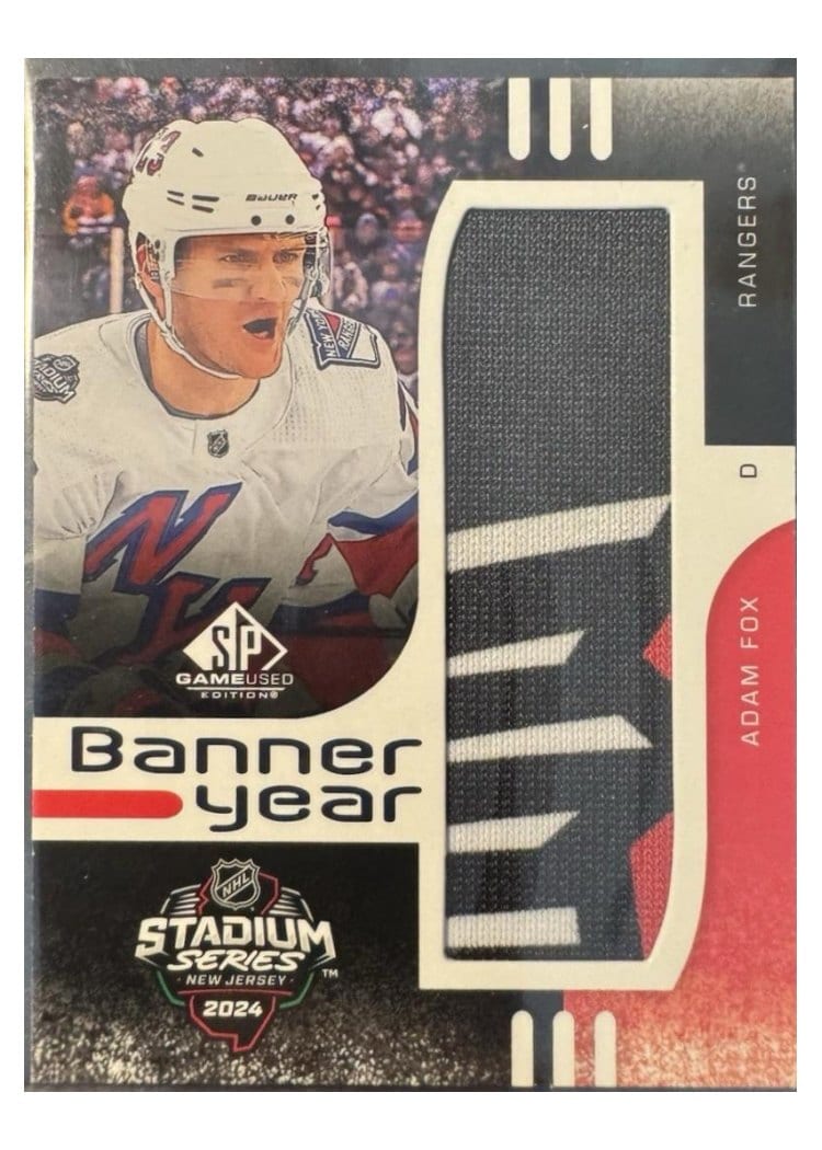 2024-25 SP Game Used 2024 Stadium Series Banner Year Relics Adam Fox #BYSS-AF card
