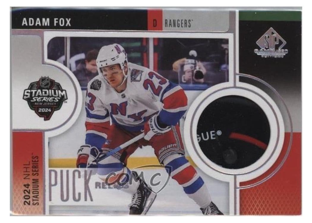 2024-25 SP Game Used 2024 Stadium Series Islanders-Rangers Puck Relics Adam Fox #SSP-AF card