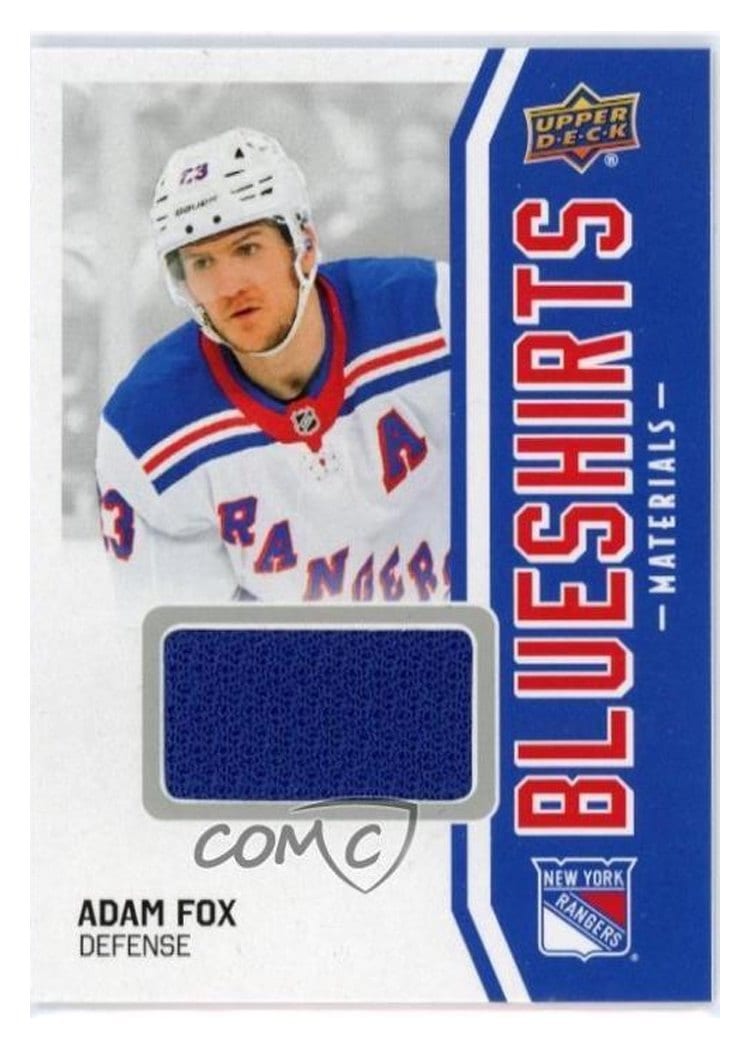 2025-26 Upper Deck New York Rangers Centennial Blueshirts Materials Adam Fox #BSM-AF