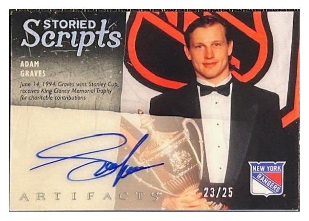 2023-24 Upper Deck Artifacts Storied Scripts Adam Graves #SS-AG card