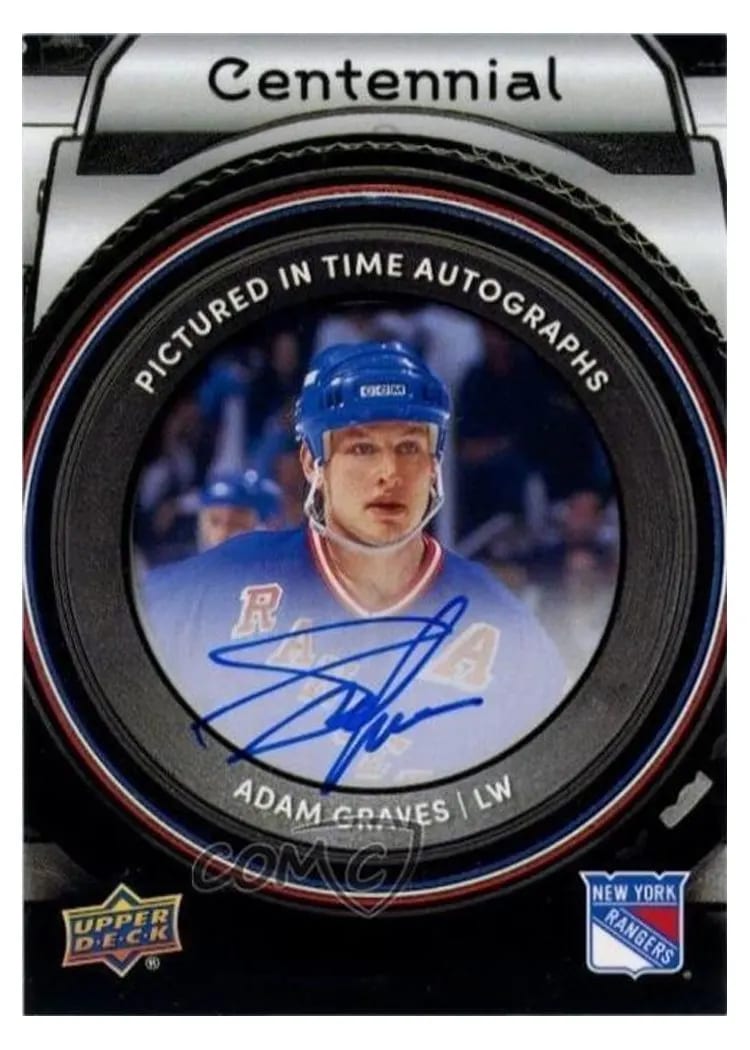 2025-26 Upper Deck New York Rangers Centennial Pictured In Time Autographs Adam Graves #PIT-AG card