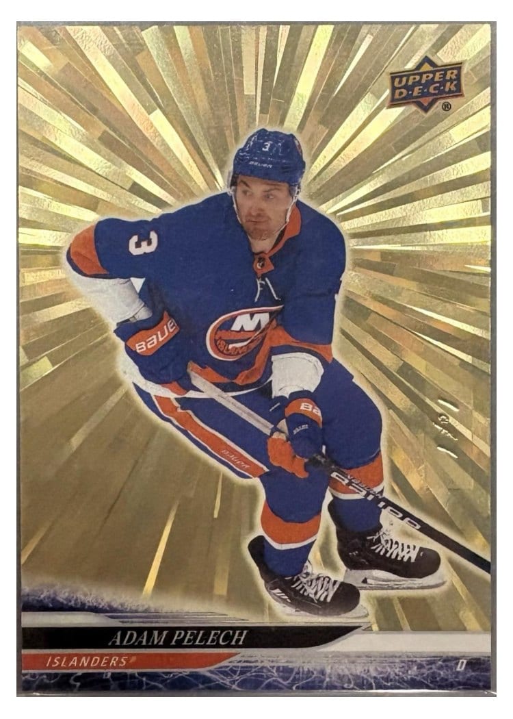 2024-25 Upper Deck Base Set Adam Pelech Outburst Gold #361 card