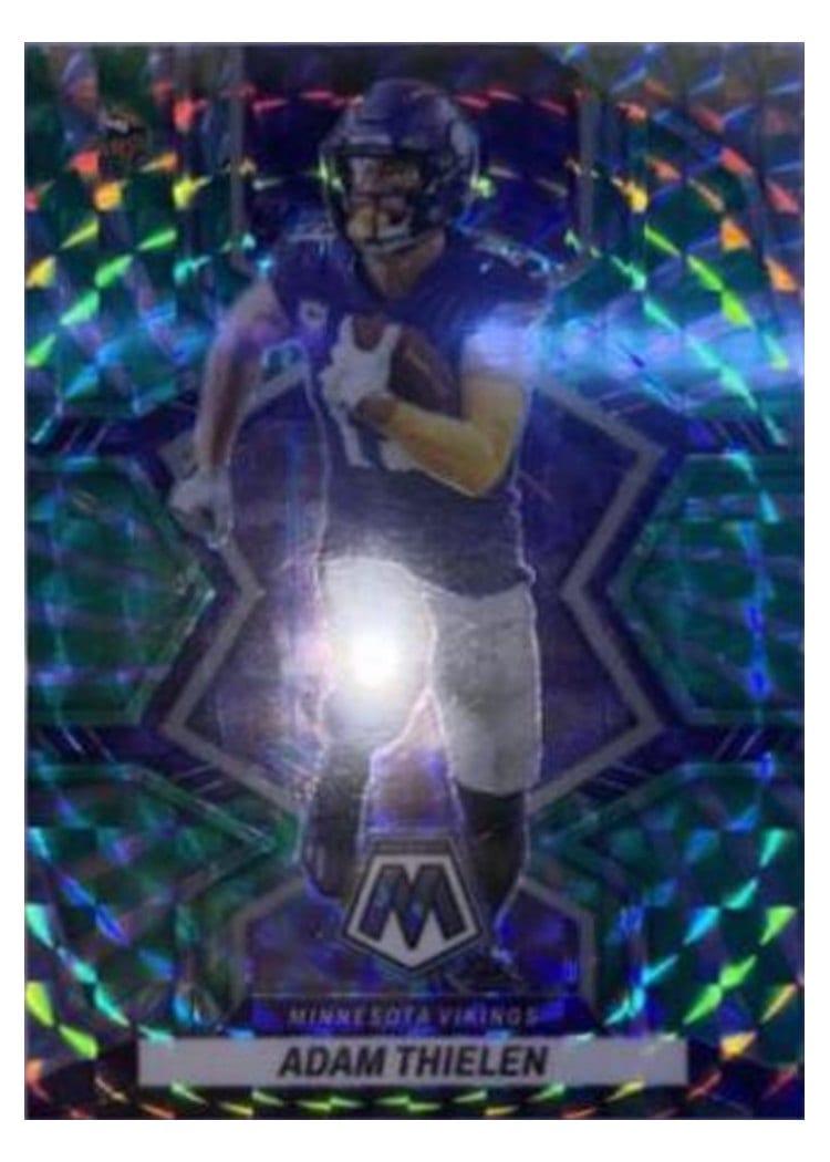 2022 Panini Mosaic Base Set Adam Thielen Green Swirl #130 card