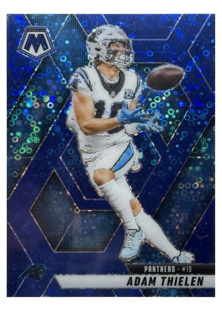 2025 Panini Mosaic Base Set Adam Thielen No Huddle Blue #223 card