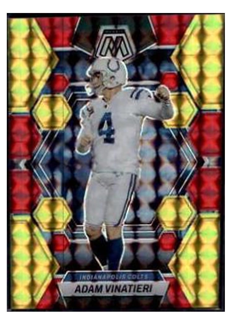 2023 Panini Mosaic Base Set Adam Vinatieri Choice Fusion Red Yellow #98 card