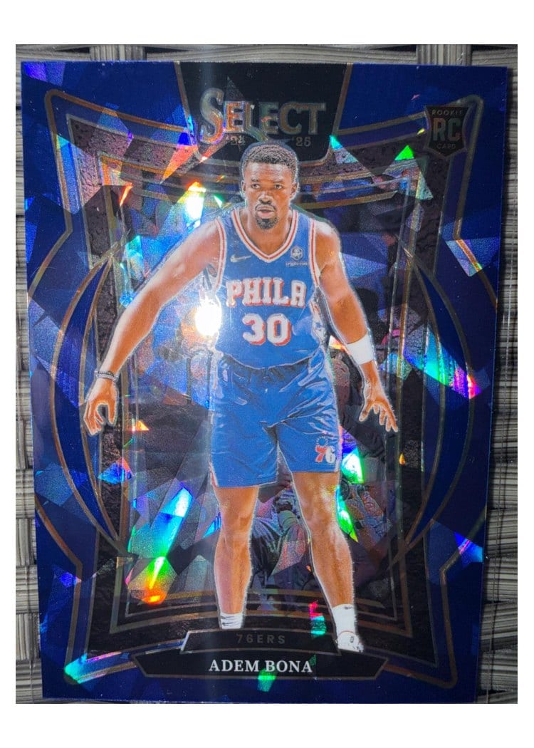 2024-25 Panini Select Base Set Adem Bona Blue Cracked Ice Prizm #97 card