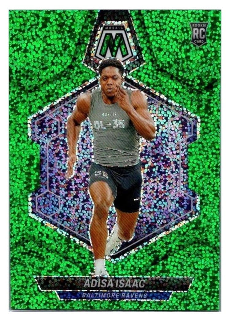 2024 Panini Mosaic Base Set Adisa Isaac Green Sparkle #374 card