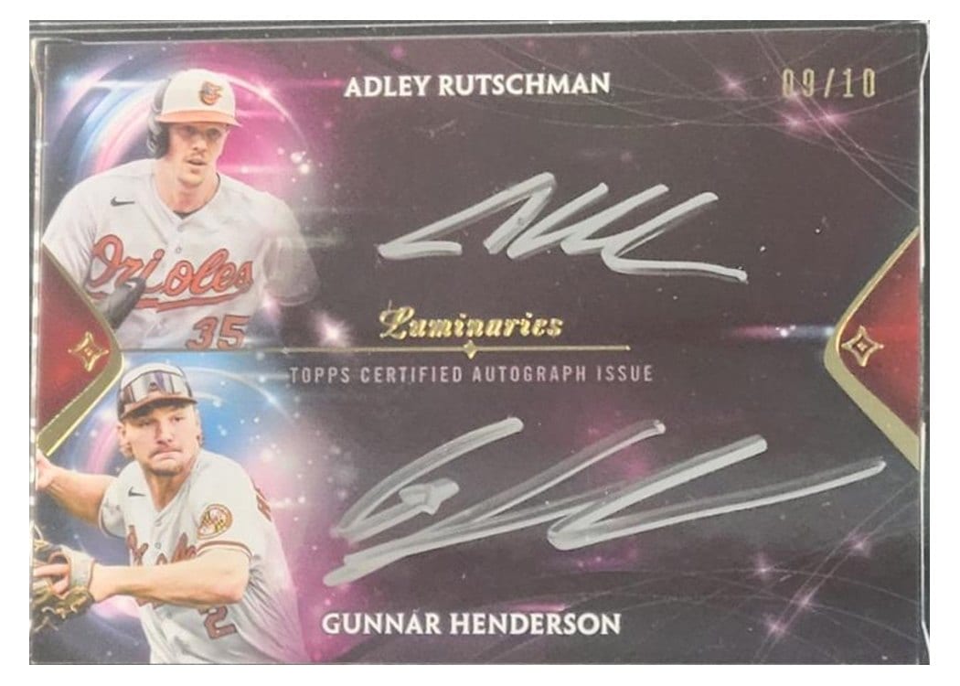 2023 Topps Luminaries Spark of Light Dual Autographs Adley Rutschman / Gunnar Henderson #SLDA-RH card