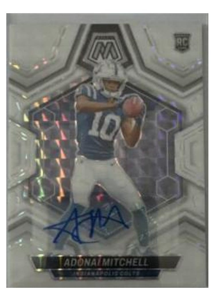 2024 Panini Mosaic Base Set Adonai Mitchell Autograph Purple #350 card