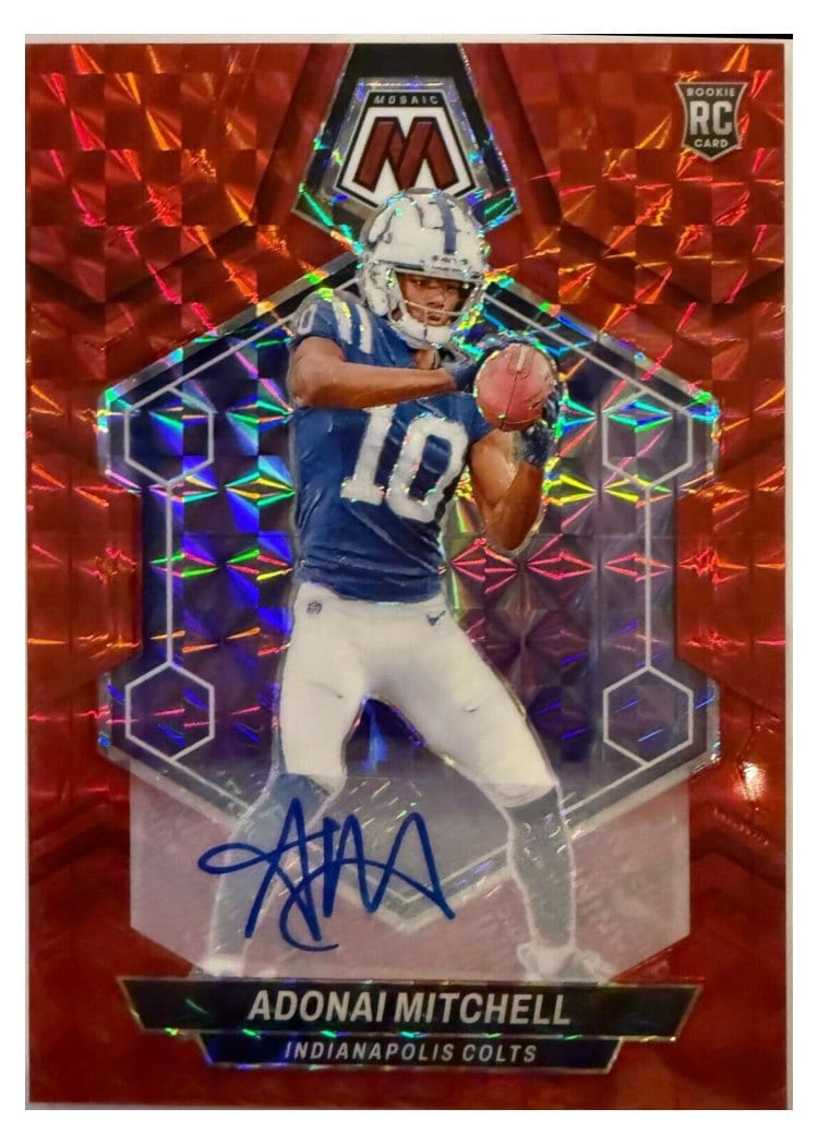 2024 Panini Mosaic Base Set Adonai Mitchell Autograph Red #350 card