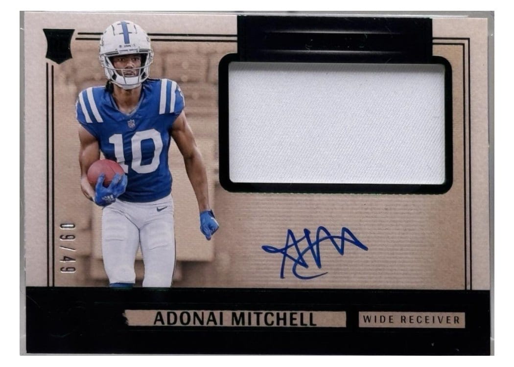 2024 Panini One Rookie Dual Patch Autographs Adonai Mitchell #37 card