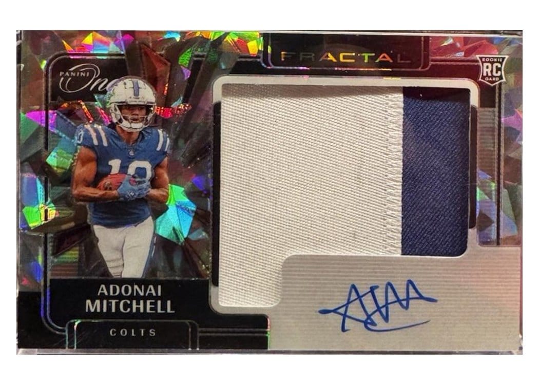 2024 Panini One Rookie Fractal Autographs Adonai Mitchell #397 card