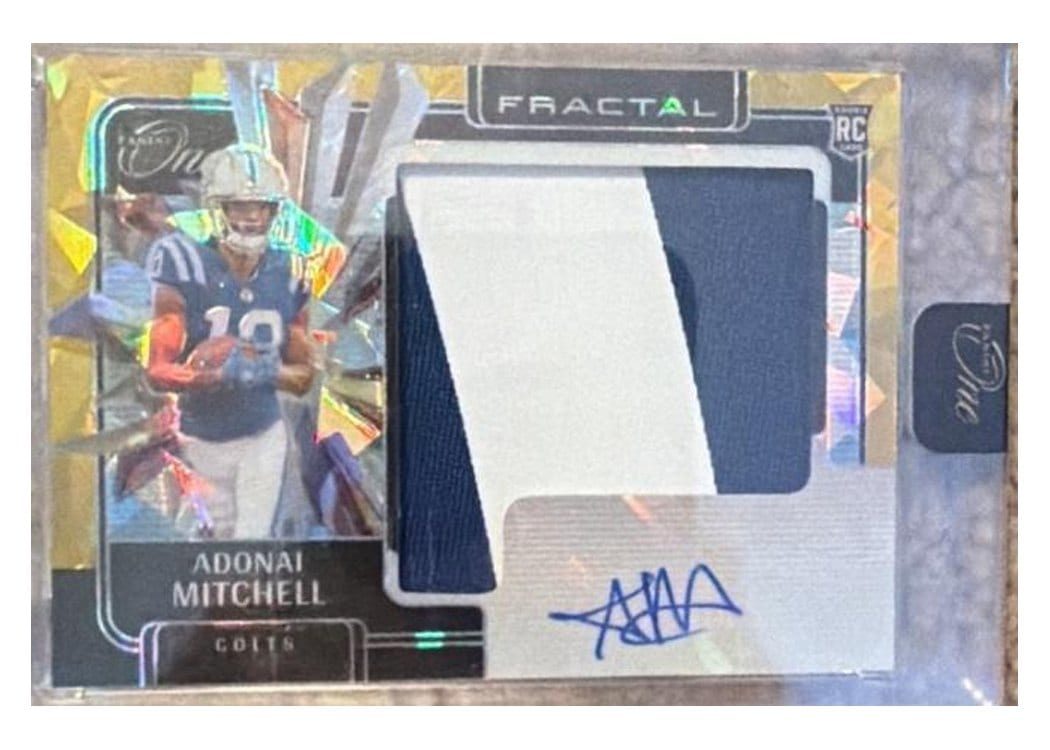 2024 Panini One Rookie Fractal Autographs Adonai Mitchell #397 card