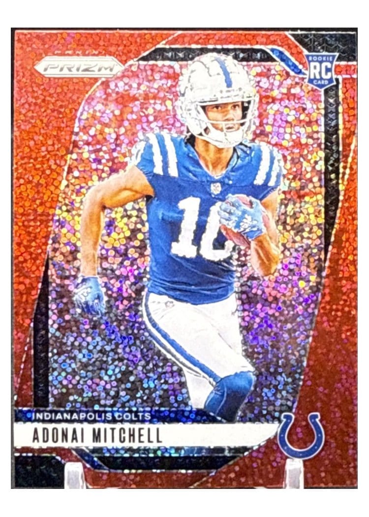 2024 Panini Prizm Base Set Adonai Mitchell Red Sparkle #303 card