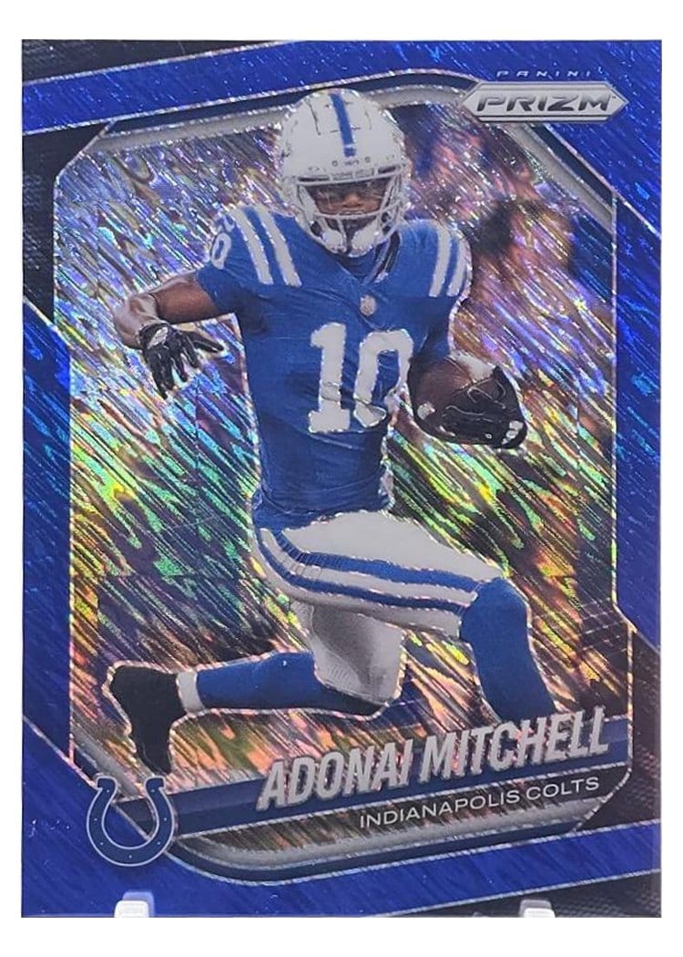 2025 Panini Prizm Base Set Adonai Mitchell Blue Shimmer #49 card