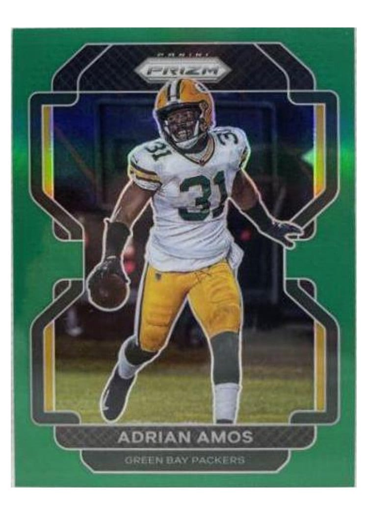 2021 Panini Prizm Base Set Adrian Amos Green Prizm #143 card