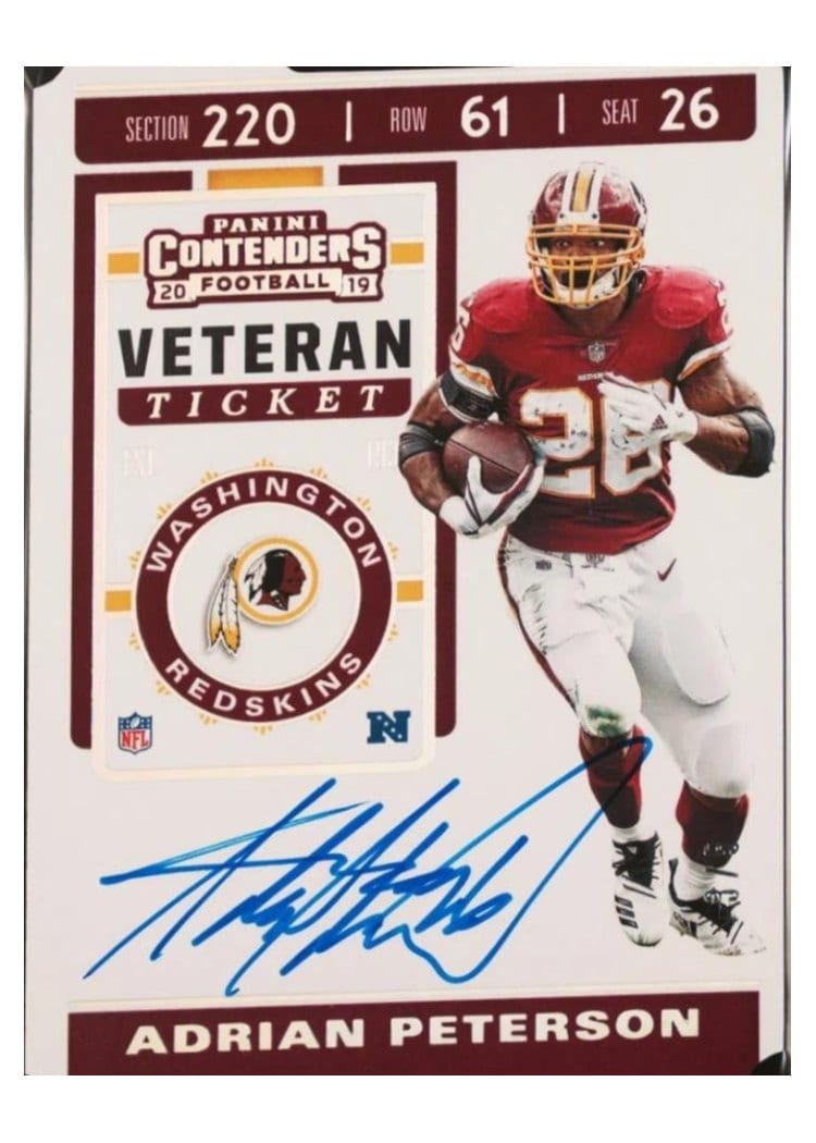 2019 Panini Contenders Veteran Adrian Peterson #VT-AP card