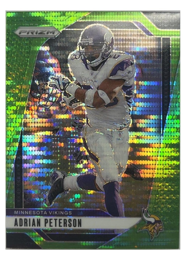2024 Panini Prizm Base Set Adrian Peterson Neon Green Pulsar #191 card