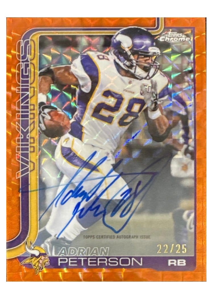 2025 Topps Chrome Sapphire Chrome Legends Autographs Sapphire Adrian Peterson #CLA-AP card