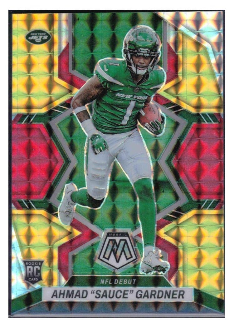 2022 Panini Mosaic Base Set Ahmad "Sauce" Gardner Choice Fusion Red Yellow #289 card