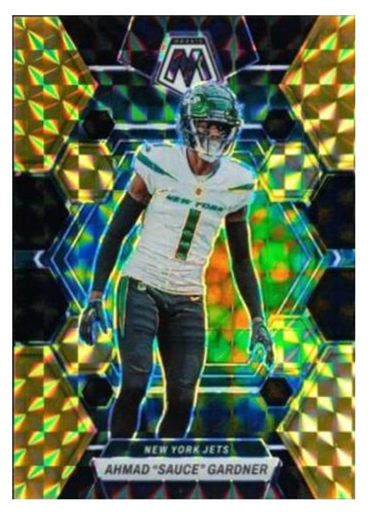 2023 Panini Mosaic Base Set Ahmad "Sauce" Gardner Choice Black Gold #78 card