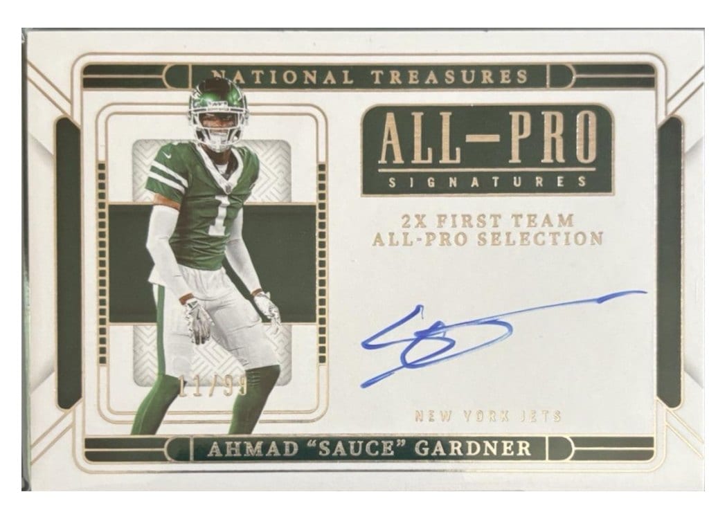 2024 Panini National Treasures All-Pro Signatures Ahmad "Sauce" Gardner #9 card