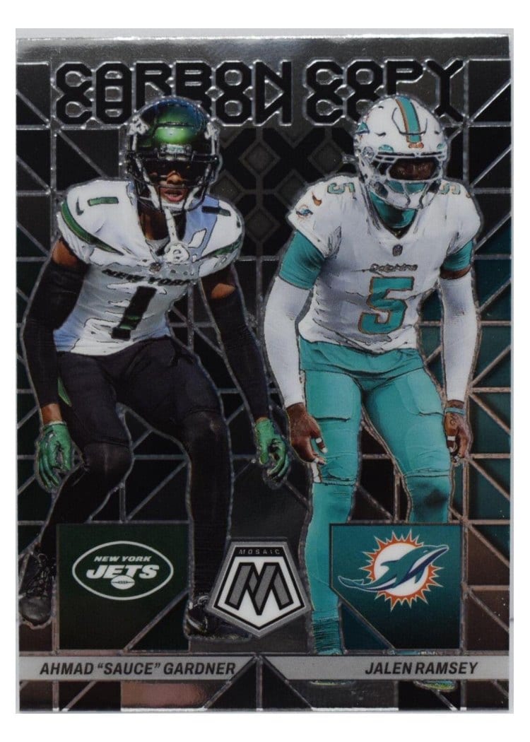 2023 Panini Mosaic Carbon Copy Ahmad "Sauce" Gardner / Jalen Ramsey #CC-10 card