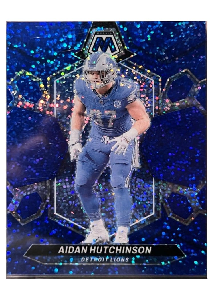 2024 Panini Mosaic Base Set Aidan Hutchinson Blue Sparkle #76 card