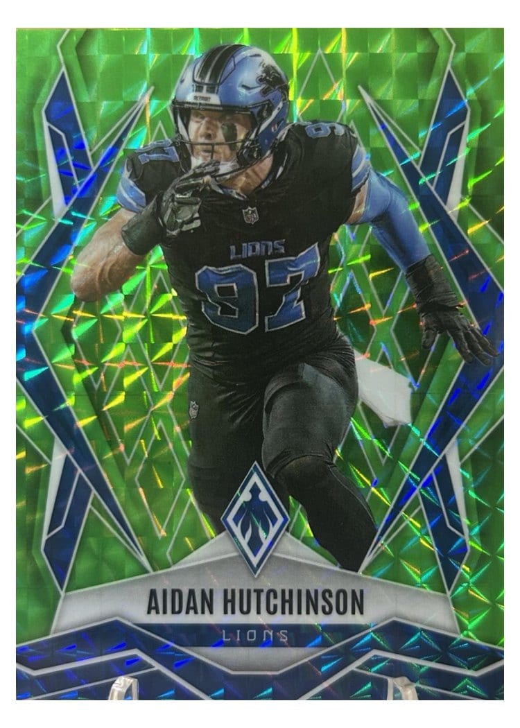 2025 Panini Phoenix Base Set Aidan Hutchinson Lime Green Pyramids #21 card