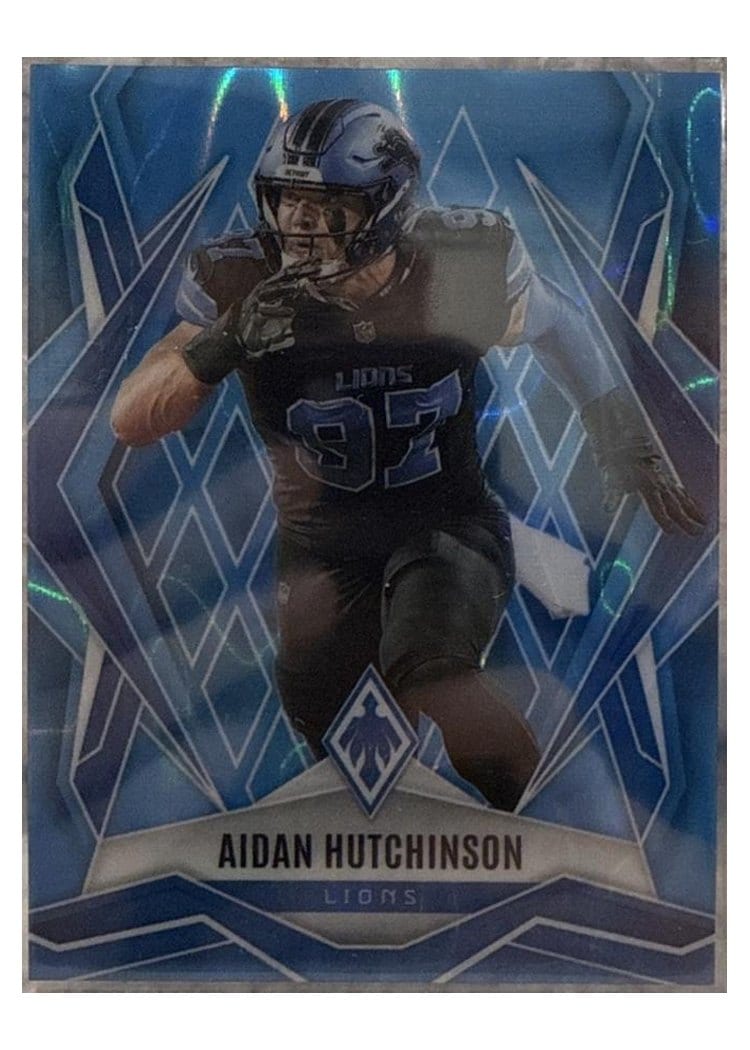 2025 Panini Phoenix Base Set Aidan Hutchinson Blue Hyper #21 card