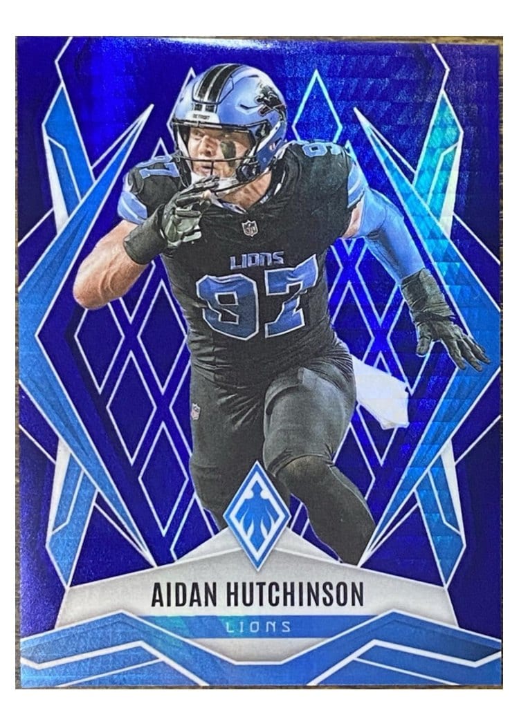 2025 Panini Phoenix Base Set Aidan Hutchinson Blue Winter #21 card
